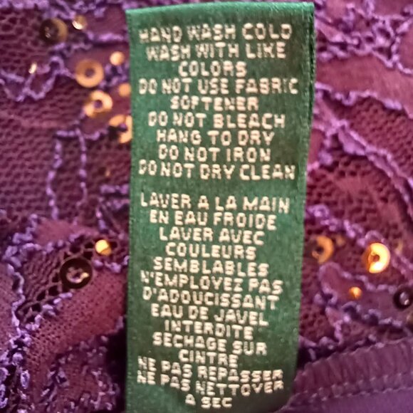 Ralph Lauren Purple Lace Evening Dress with Sequins Size 12 - Picture 9 of 9